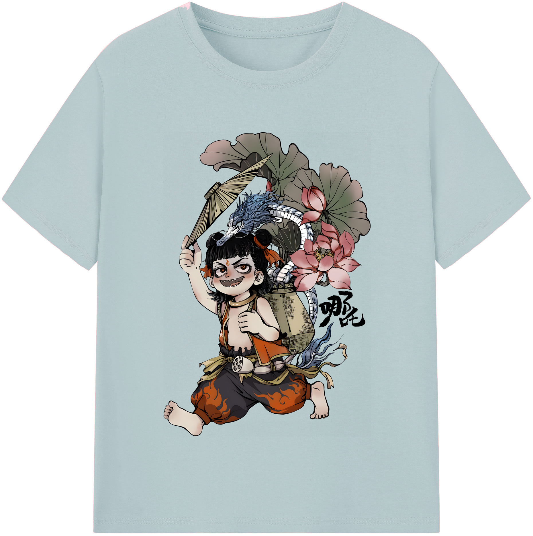 （画像用） Ne Zha 2 ナタ 魔童の大暴れ 綿100％半袖Tシャツ（フロントプリント）